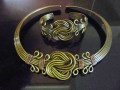 Brass choker and bracelet set.