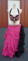 Gorgeous Pink Black Ensemble 2 skirts, Bra, Belt antique center piece