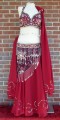  Gorgeous Glitzy Burgundy Ensemble Bra/Belt/Skirt/Veil