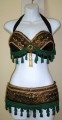 Glorious Green, Maroon & Copper Bra Belt Set 3 pc