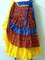 Beautiful Half Jaipur redblue yellow with 25 yard Solid Yellow skirt