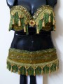Olive Brocade Bra Belt Set