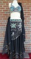 Gorgeous Glitzy Blk/Trq Ensemble Bra/Belt/Skirt/Veil