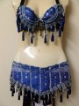  Blue  Brocade Bra Belt Set 34B