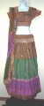 Beautiful 3 Pc Block Print  Lehnga Copper Fuschia Green