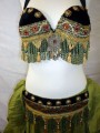 Stunning Green & Gold 3pc Bra Ensemble 