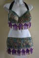  Beautiful Purple andTurquoise Brocade Bra Belt Set  No.25